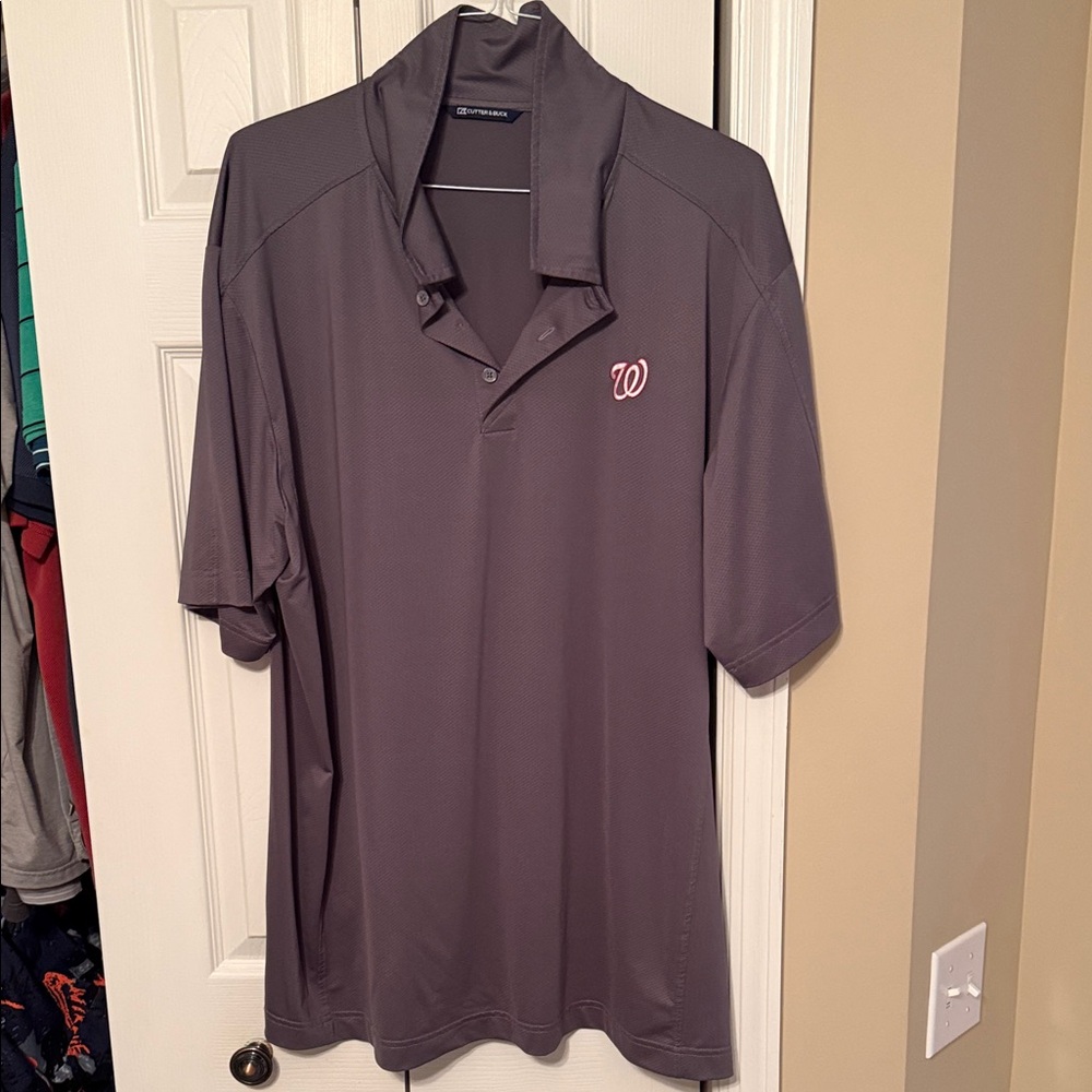 Washington Nationals Cutter & Buck Charcoal Polo